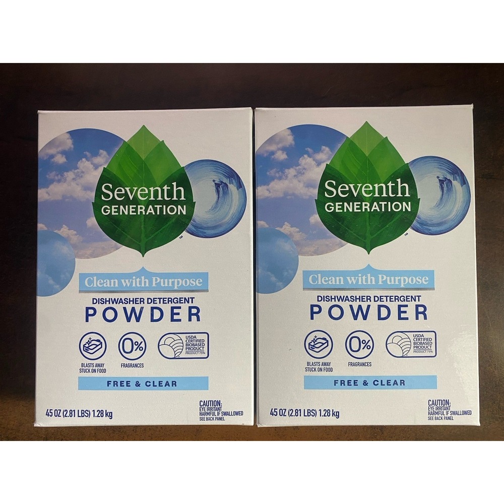 Seventh Generation Automatic Dishwasher Powder, Free and Clear, 45 oz, 2/Pack